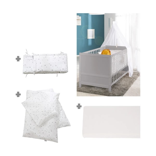 Világosszürke babaágy baldachinnal 70x140 cm Sternenzauber – Roba-image-3