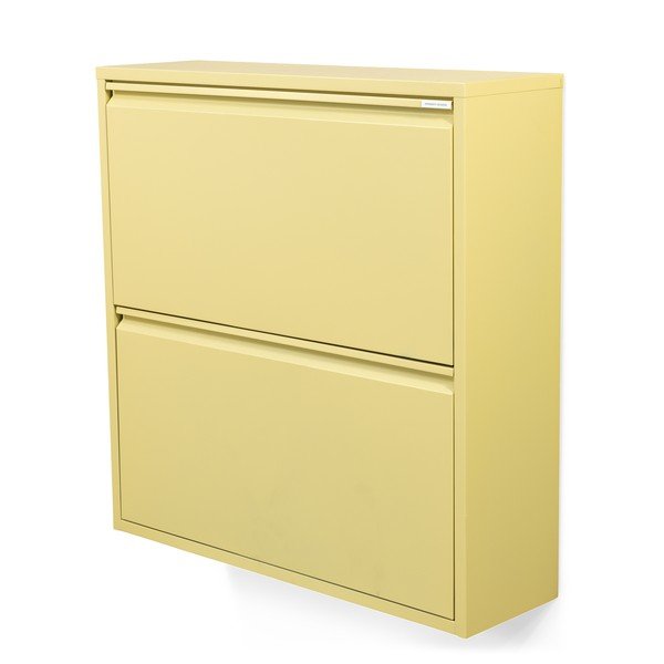 Világossárga acél billenő ajtós-függő cipőtartó 75x77,5x22,5 cm Billy – Spinder Design