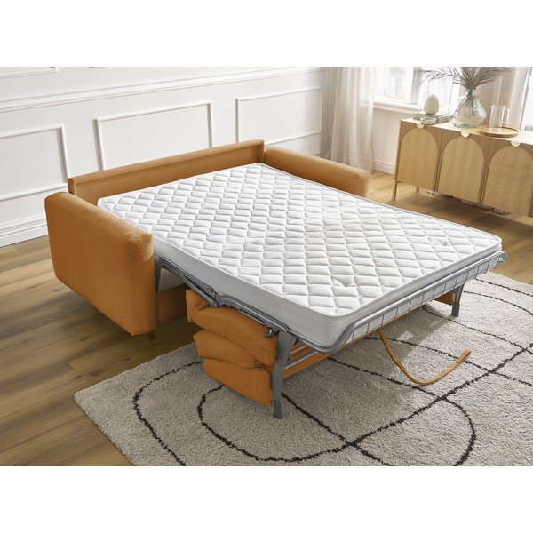 Mustársárga kinyitható kanapé mindennapos alvásra 220 cm Cocoone – Bobochic Paris-image-1