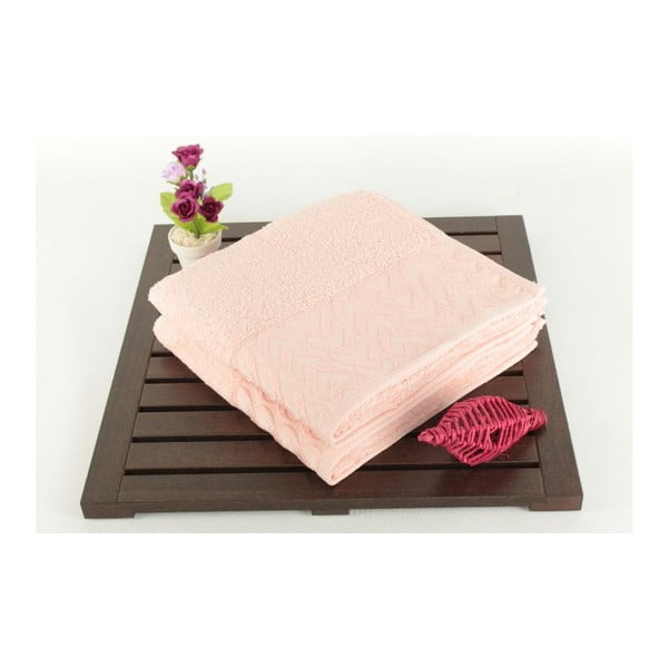 Kalp Pink 2 db-os fürdőlepedő szett 100% pamutból, 50x90 cm