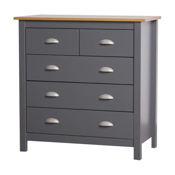 Jade antracitszürke 5 fiókos komód tömör borovi fenyőből - Marckeric-image-2