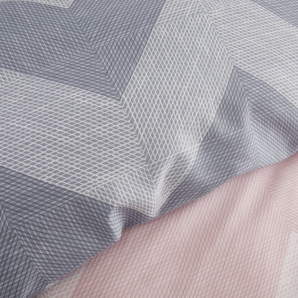 Rózsaszín-szürke ágyneműhuzat 200x200 cm Chevron Geo - Catherine Lansfield-image-3