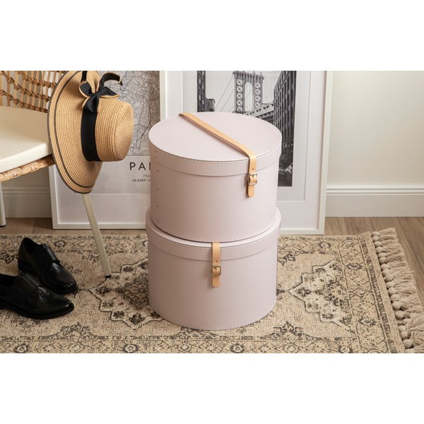 Világos rózsaszín fedeles karton tárolódoboz szett 2 db-os ø 37,5x25 cm Rut Restore Paper Laminate – Bigso-image-1