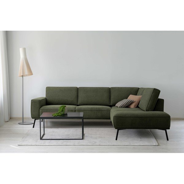 Sötétzöld zsenília sarokkanapé (jobb oldali-L alakú) Amsterdam – Scandic-image-1