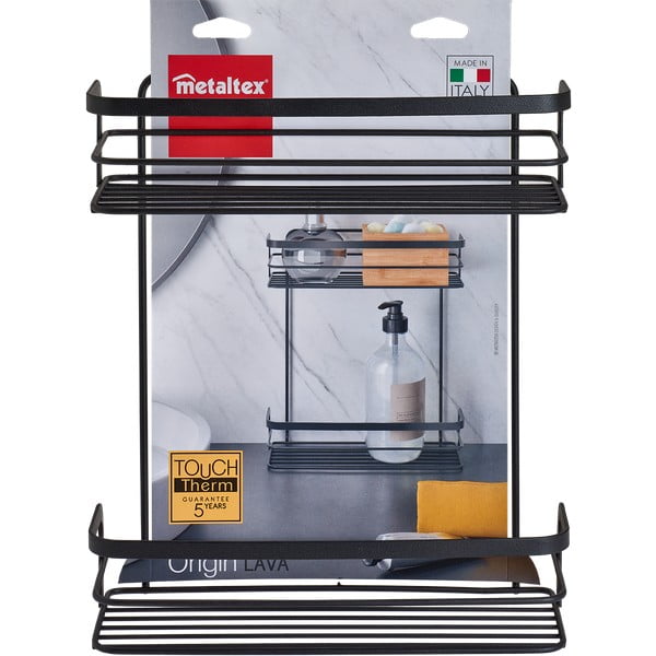 Origin Lava fekete kétszintes fürdőszobai polc - Metaltex-image-3