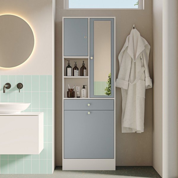 Fehér-szürke fürdőszoba szekrény 63x181 cm Combi – TemaHome-image-4