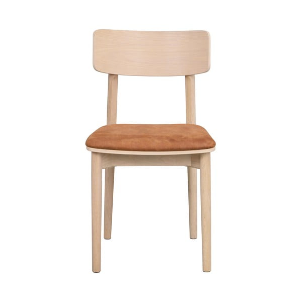 Konyakbarna-natúr színű bőr utánzat étkezőszék szett 2 db-os Wolcott – Rowico-image-3