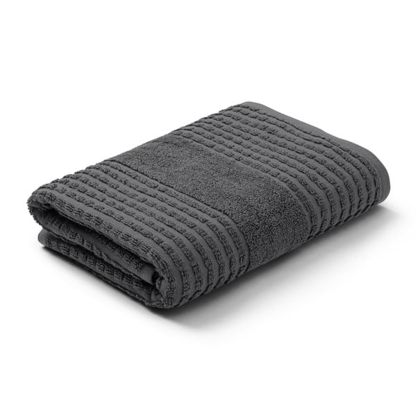 Sötétszürke frottír bio pamut törölköző 50x100 cm Check – JUNA-image-2