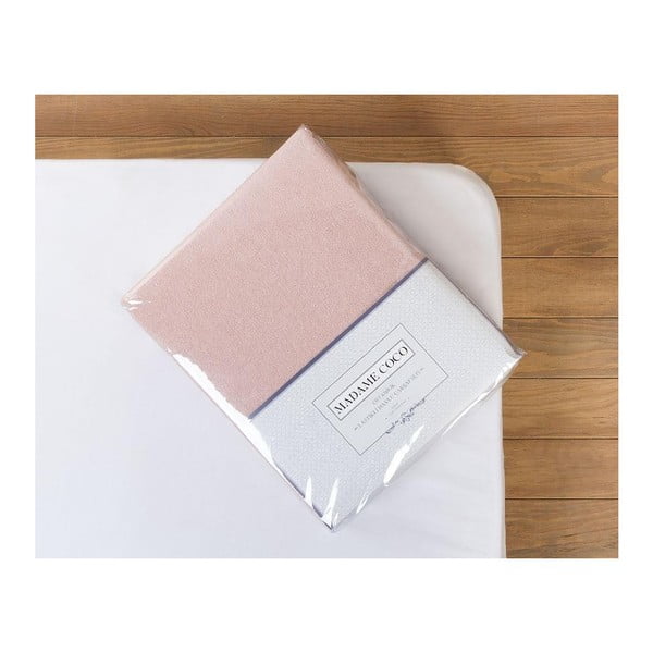 Halvány rózsaszín elasztikus lepedő egyszemélyes ágyhoz, 100 x 200 cm - Madame Coco