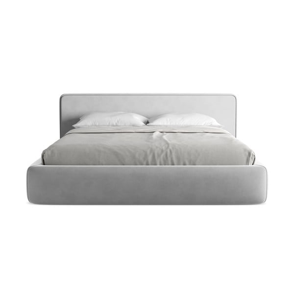 Szürke kárpitozott ágyneműtartós franciaágy ágyráccsal 180x200 cm Kiana – Makamii-image-4