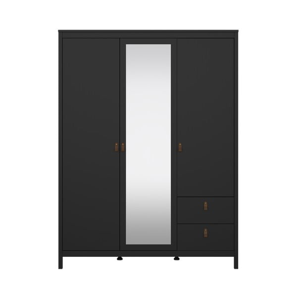 Fekete ruhásszekrény tükörrel 150x199x58 cm Madrid – Tvilum-image-2