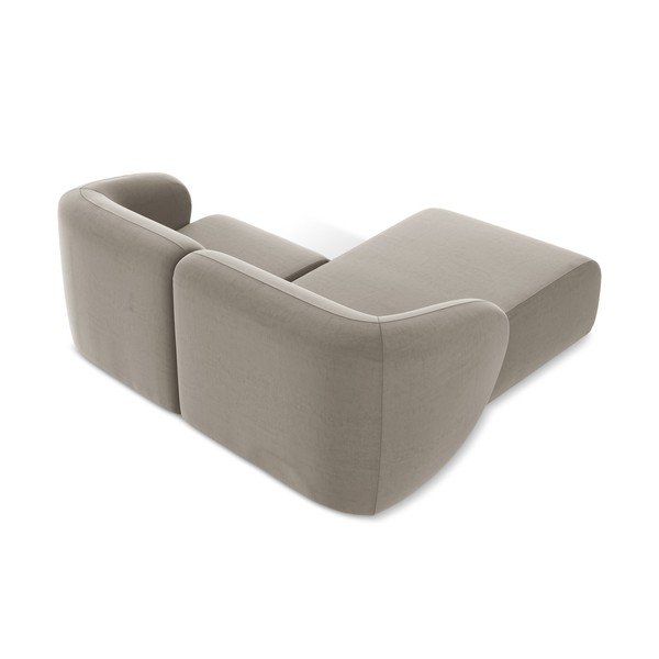 Világosbarna bársony sarokkanapé (bal oldali-heverő résszel) Lani – Makamii-image-3