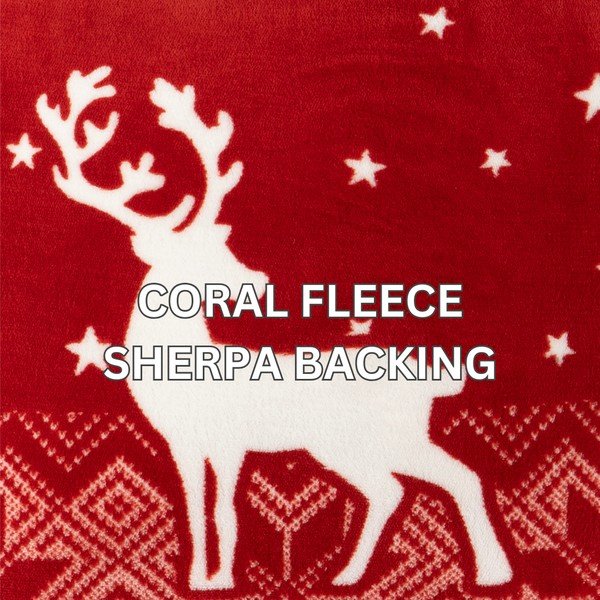 Piros sherpa takaró karácsonyi mintával 130x150 cm – Tiseco Home Studio-image-4
