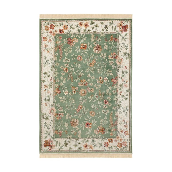 Zöld-krémszínű viszkóz szőnyeg 195x300 cm Oriental – Nouristan