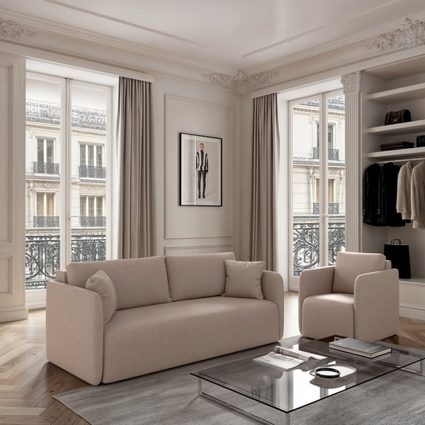 Bézs kinyitható kanapé 220 cm Chaum – Rodier-image-1