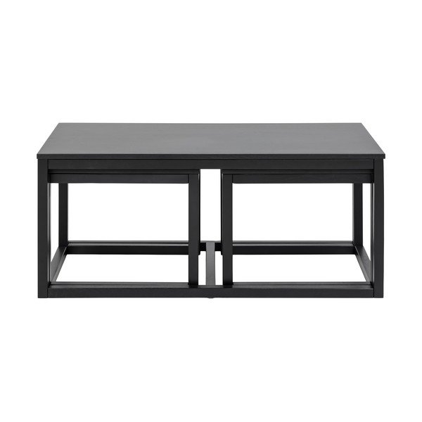 Fekete dohányzóasztal szett tölgyfa dekoros asztallappal,  3 db-os 60x120 cm Cornus – Actona-image-3