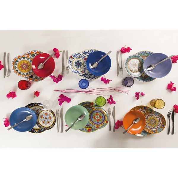 Renaissance 18 db-os színes porcelán és agyagkerámia étkészlet - VDE Tivoli 1996-image-1