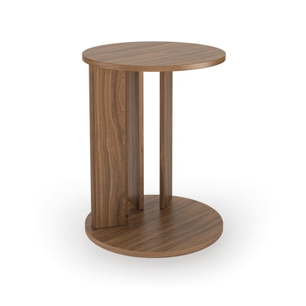 Kerek dohányzóasztal diófa dekoros asztallappal ø 50 cm Nora - TemaHome-image-2