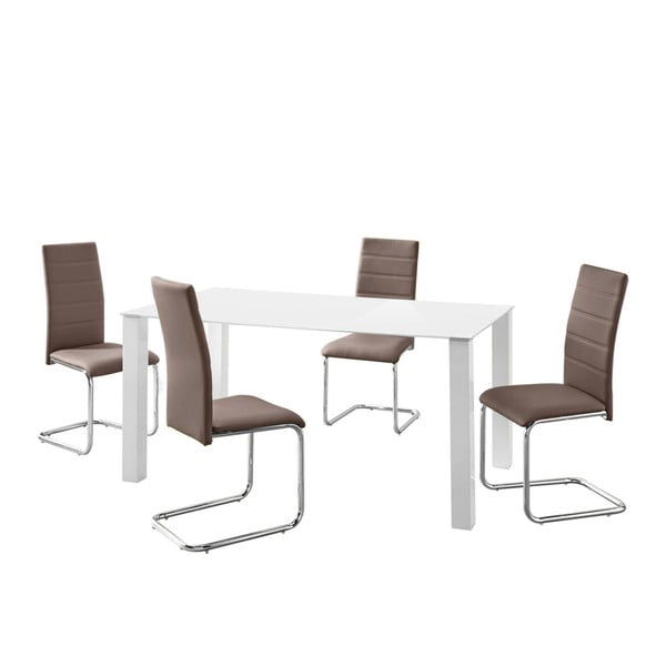 Naral asztal és 4 részes barna szék szett - Støraa