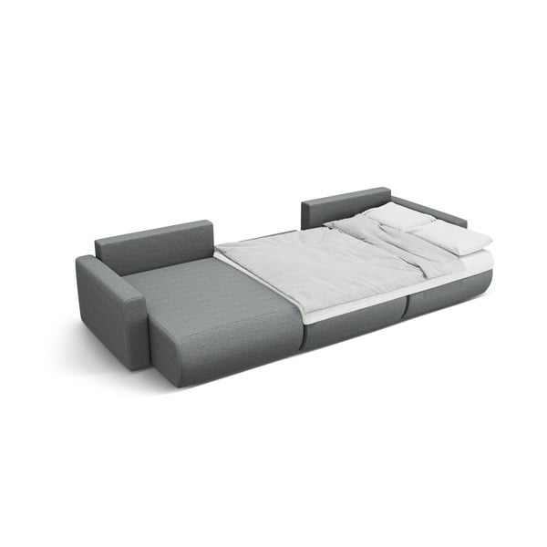 Szürke kinyitható tárolóhelyes sarokkanapé (U alakú)  Belfast – Cosmopolitan Design-image-3