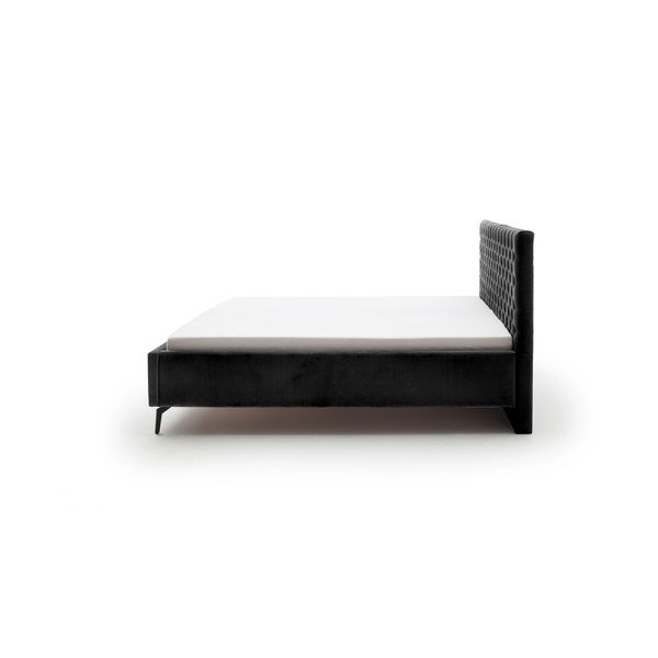 Fekete kárpitozott ágyneműtartós franciaágy ágyráccsal 180x200 cm La Maison – Meise Möbel-image-3
