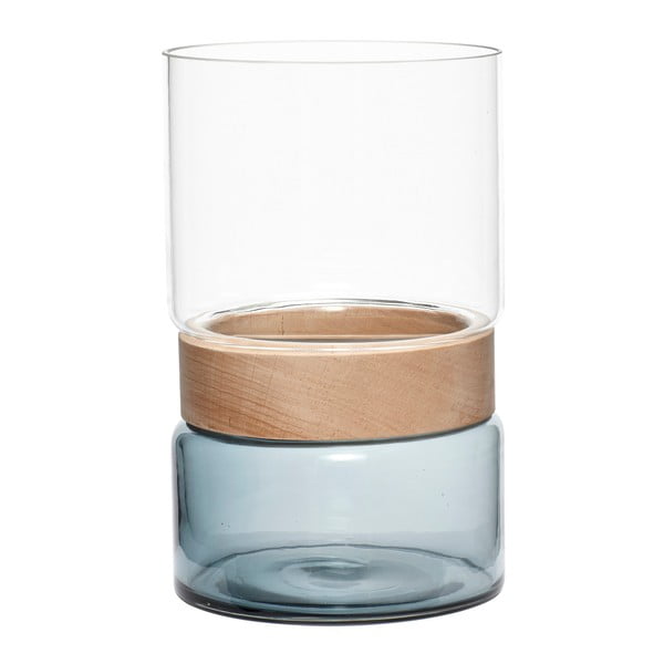 Fehér-kék üveg váza 26 cm Darwin – Hübsch