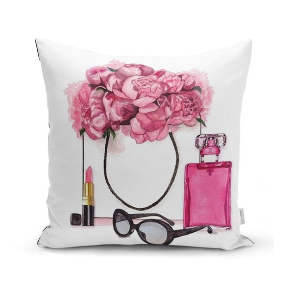 Pink Flowers and Perfume párnahuzat, 45 x 45 cm - Minimalist Cushion Covers