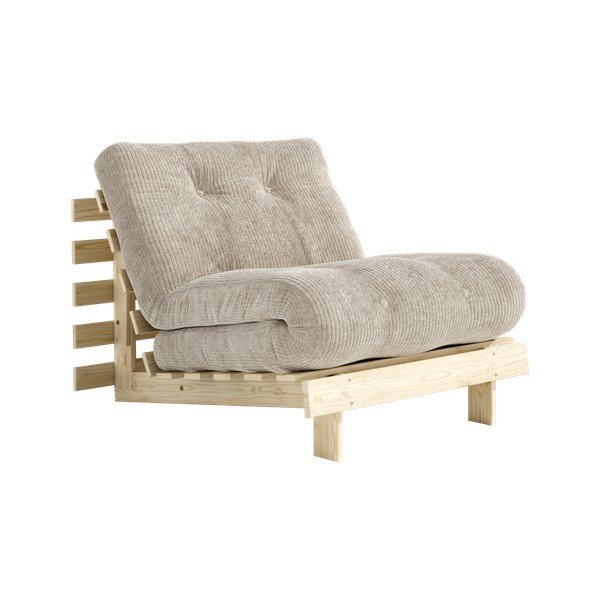 Krémszínű kinyitható kordbársony futon fotel Roots – Karup