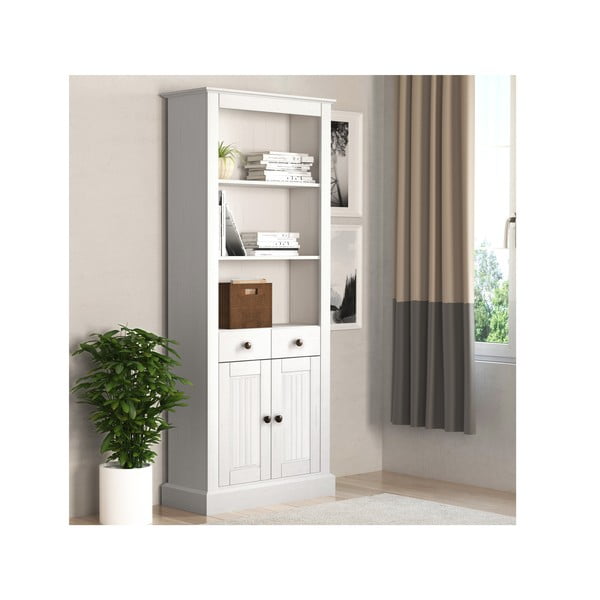 Fehér borovi fenyő könyvespolc 181x31 cm Mille – Støraa-image-1