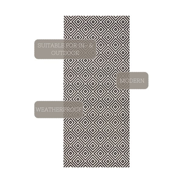 Karo fekete-fehér kültéri futószőnyeg, 80 x 200 cm - NORTHRUGS-image-3