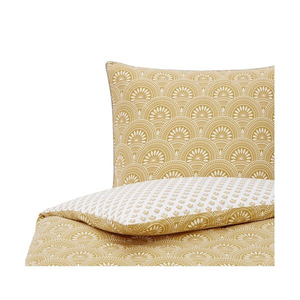 Sárga-fehér bio pamut ágyneműhuzat 200x135 cm Tiara - Westwing Collection-image-3