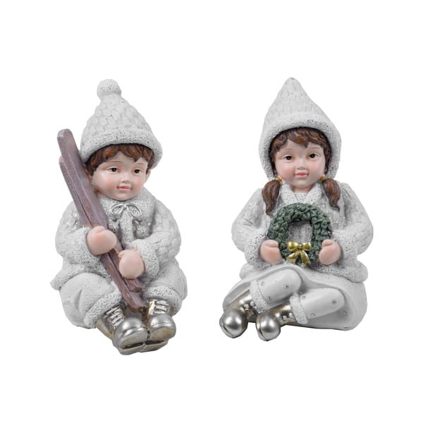 Cute 2 részes kisfiú és kislány dekorációs szobor szett - Ego Dekor