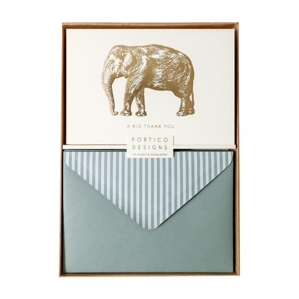 FOIL Big Elephant 10 db-os üdvözlőlap és boríték szett - Portico Designs
