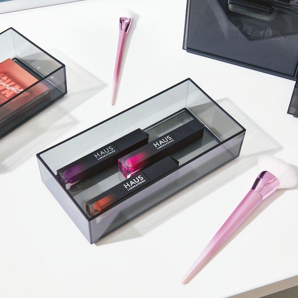 Matt fekete újrahasznosított műanyag fürdőszobai rendszerező kozmetikumokhoz – iDesign-image-1