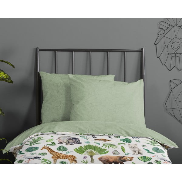 Zöld egyszemélyes pamut gyerek ágyneműhuzat 140x200 cm Samba – Good Morning-image-2