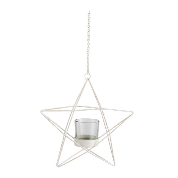 Glitter Star fehér, felfüggeszthető gyertyatartó - J-Line