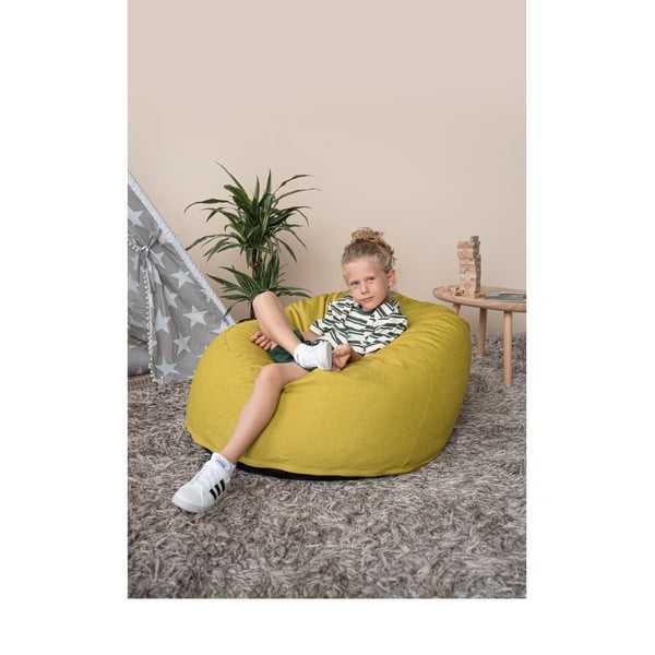 Világosszürke buklé gyerek babzsákfotel Om 85 – SLOWDOWN-image-1