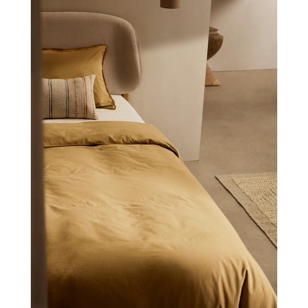 Mustársárga kétszemélyes hosszabbított pamut-perkál ágyneműhuzat 260x240 cm Sifinia – Kave Home-image-2