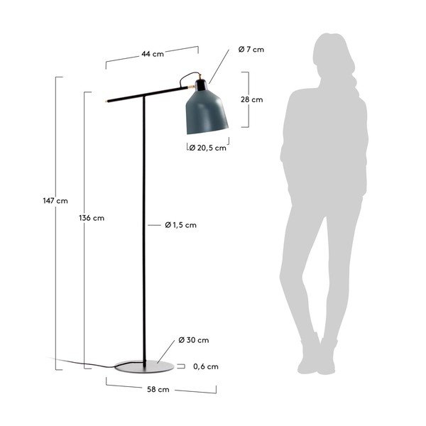 Petróleum színű állólámpa fém búrával (magasság 147 cm) Olimpia – Kave Home-image-3