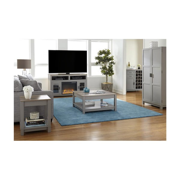 Szürke-natúr színű dohányzóasztal tölgyfa dekorral 89x89 cm Carver – Støraa-image-2