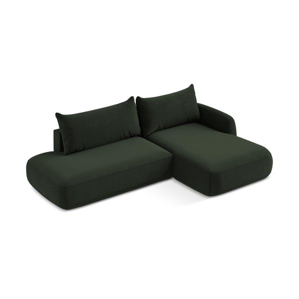 Sötétzöld kinyitható sarokkanapé (jobb oldali-heverő résszel) Hale – Makamii-image-2