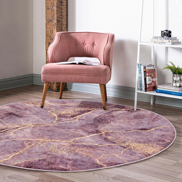 Rózsaszín mosható-robotporszívóval tisztítható kerek szőnyeg ø 80 cm Comfort – Mila Home-image-1