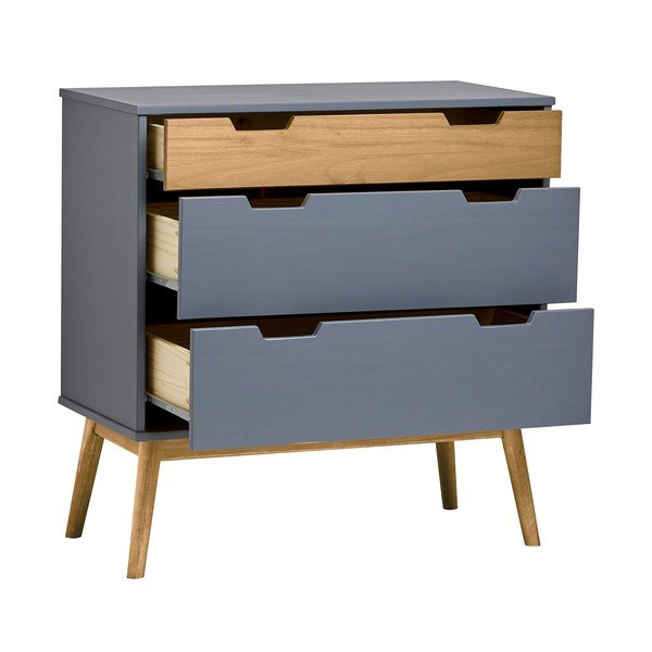 Baku szürke tömör borovi fenyő komód, magasság 82 cm - Marckeric-image-4