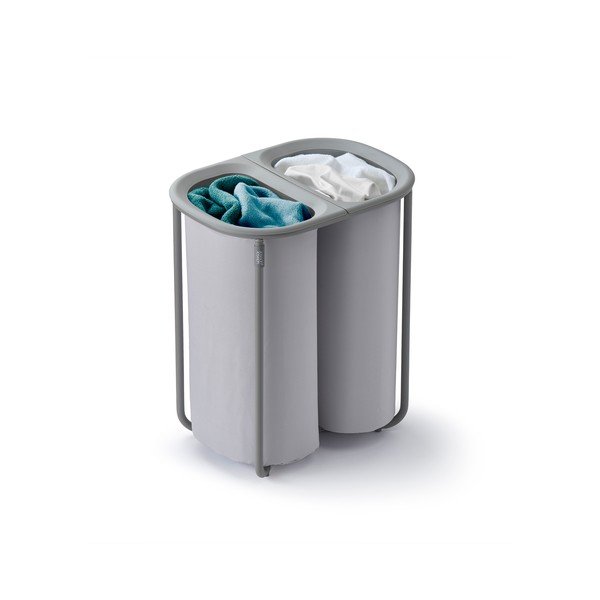 Világosszürke textil szennyeskosár 2x40 l Duo – Joseph Joseph