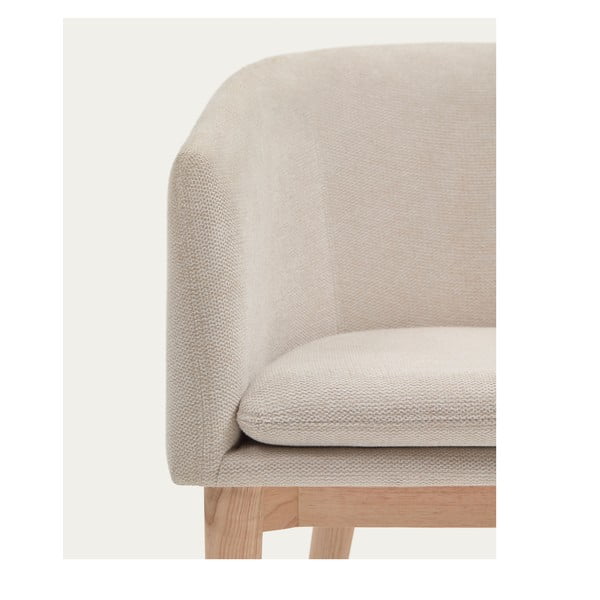 Krémszínű kárpitozott karfás étkezőfotel Harlan – Kave Home-image-2