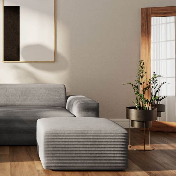 Szürke kordbársony sarokkanapé (bal oldali-heverő résszel) Villet – Rodier-image-4