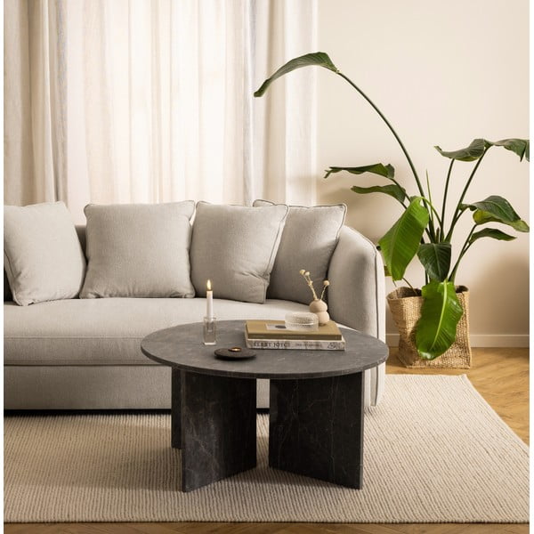 Szürke márvány kerek dohányzóasztal ø 90 cm Vega – Actona-image-1