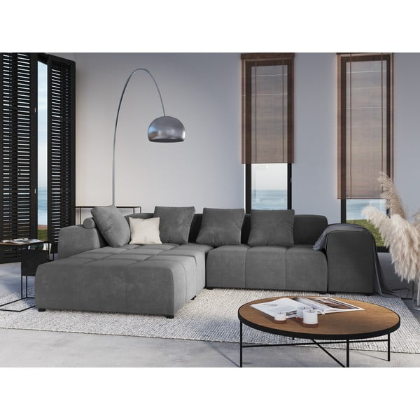 Szürke bársony háttámla moduláris kanapéhoz Rome Velvet - Cosmopolitan Design-image-4