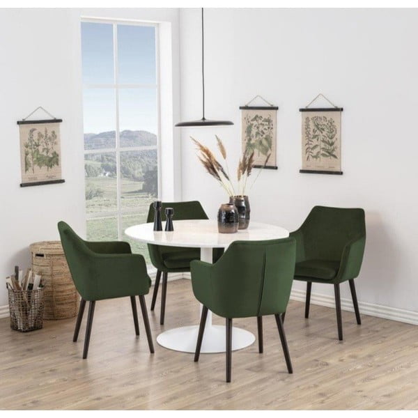 Zöld kárpitozott karfás étkezőfotel Nora – Actona-image-1