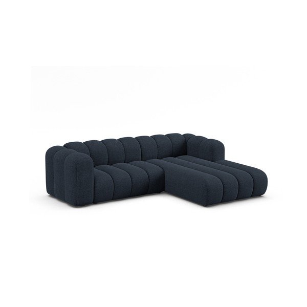 Sötétkék zsenília sarokkanapé (jobb oldali-heverő résszel) Lupine – Micadoni -image-1